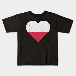 Polish Jigsaw Puzzle Heart Design - Gift for Polish With Poland Roots Kids T-Shirt